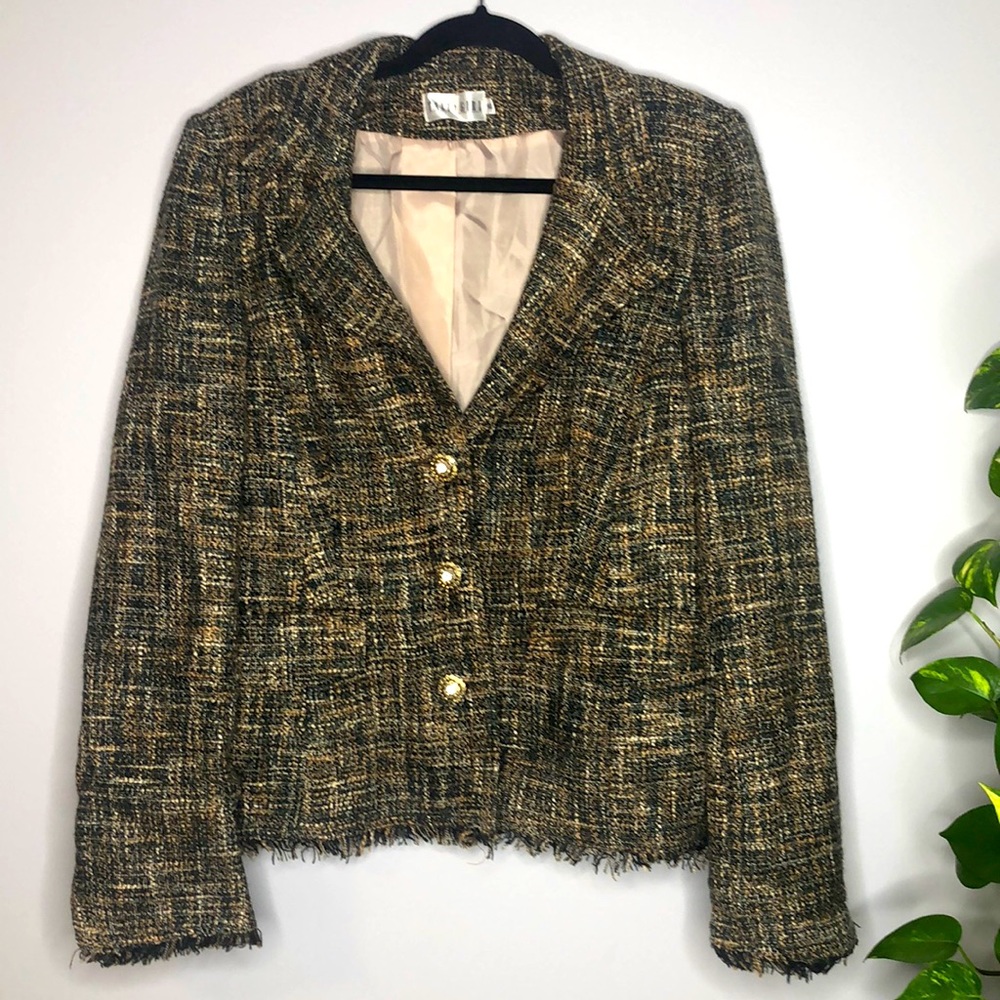 Tall Girl Multicolour Tweed Coat Blazer Size 14